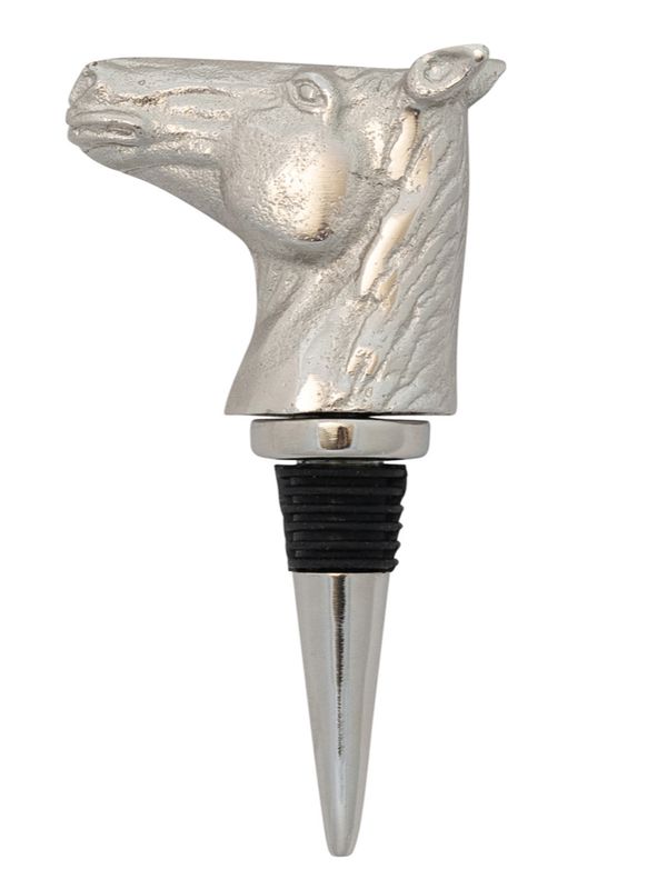 Nickel Horse Head Bottle Stopper in Kraft Box