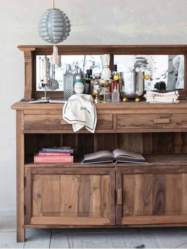 Antique Mirrored Reclaimed Vintage Sideboard 54x22x52