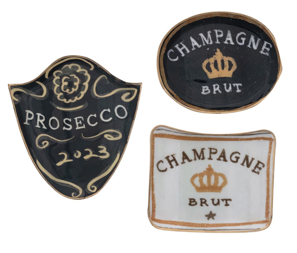 Enameled Metal Tray with Gold Edge, 3 Styles