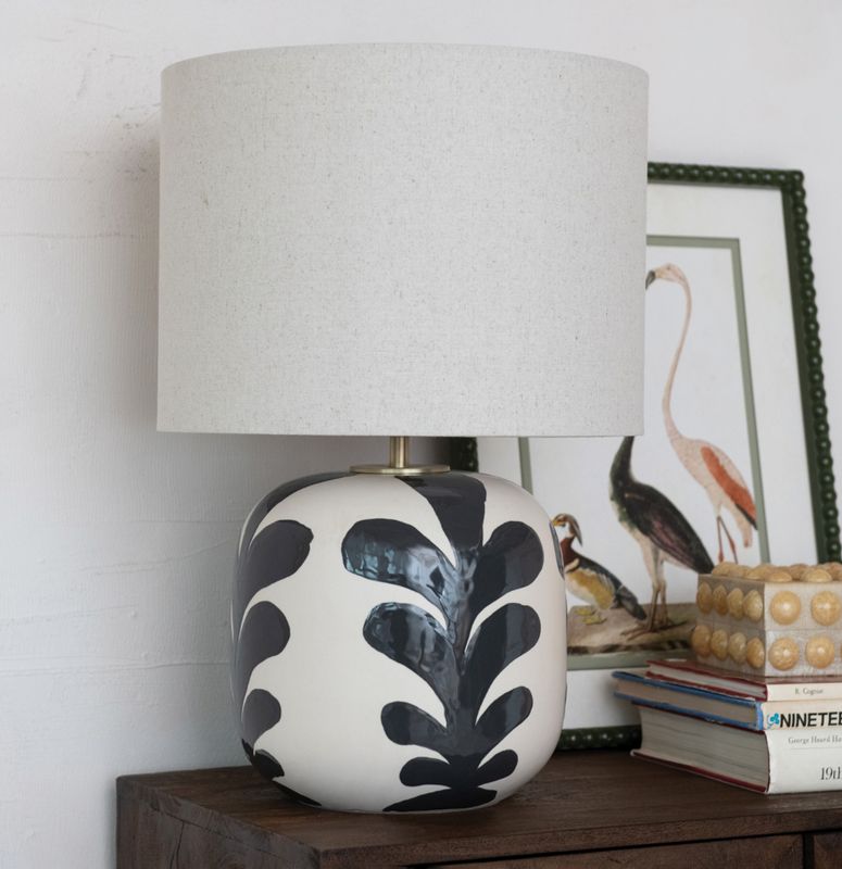 Stoneware Table Lamp w/  Linen Shade