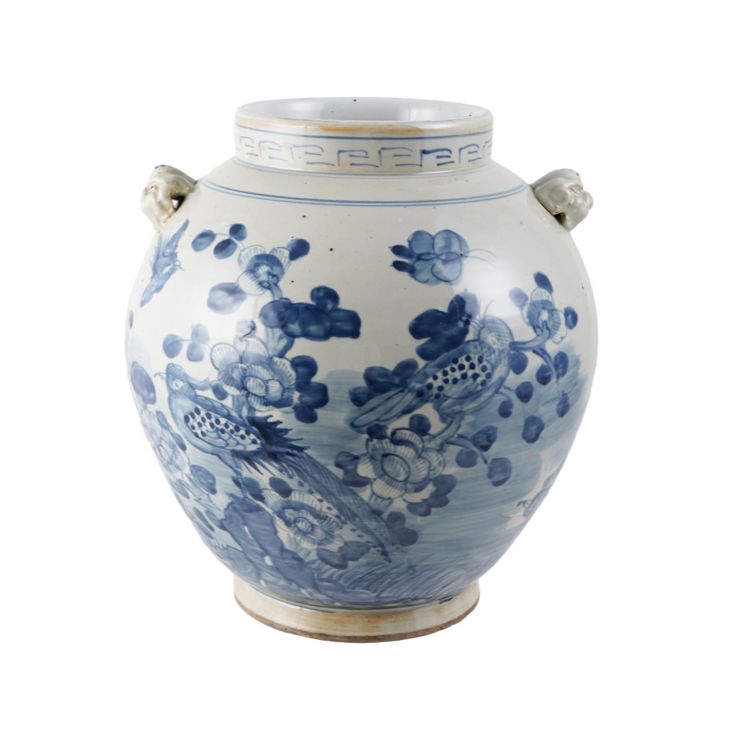 Hand-Painted Vintage Cachepot w/ Floral Pattern