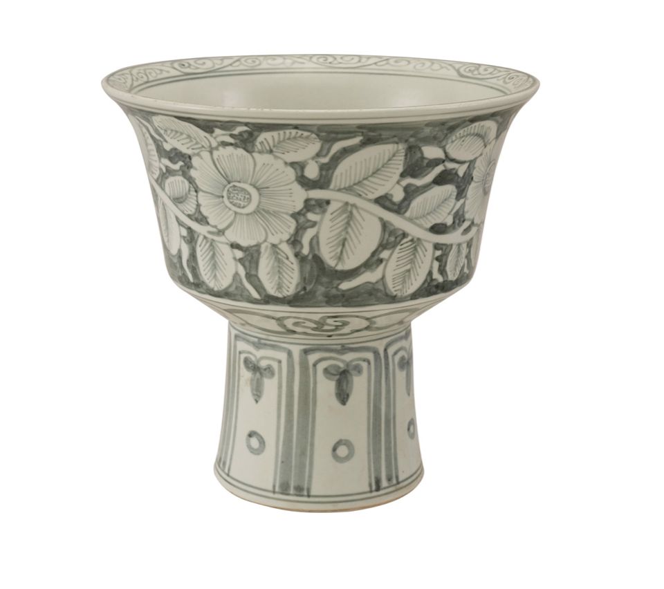 Hand-Painted Footed Planter w/ Floral Design