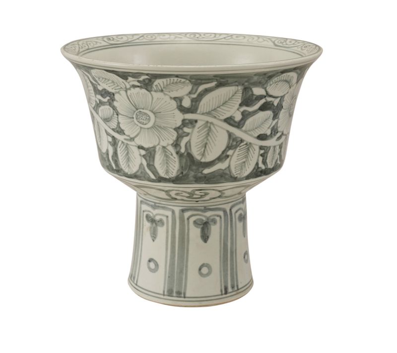 Hand-Painted Footed Planter w/ Floral Design