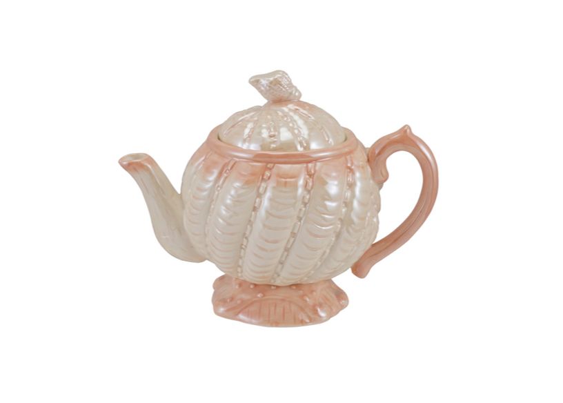 Hand-Painted Iridescent Shell Shaped Teapot