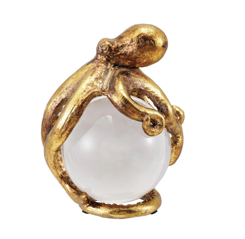 Gold Octopus on Glass Ball