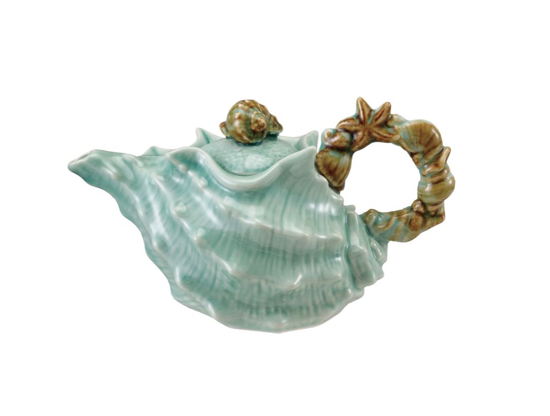 28 oz. Shell Shaped Teapot with Starfish &amp; Shells Handle