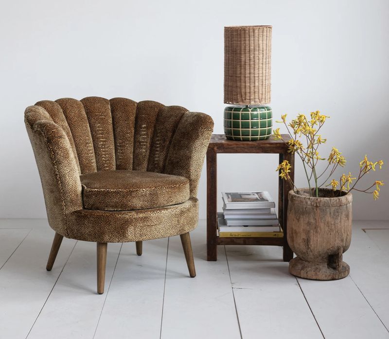 Leopard Chair W/Scalloped Back 32-1/2"