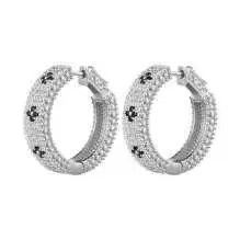 Silver Hoop Coin W/Flowers