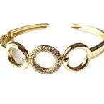 Three Ring Gold W/Pave Bangle