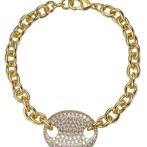 Lg Mariner LInk Bracelet W/Pave Accents