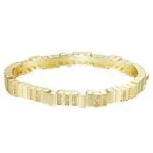 Gold Uneven Bar Bangle W/Pave