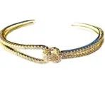 Gold Tear Pave Accent Bangle