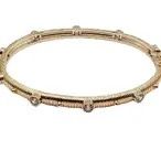 Continuous Chanel Gold Bangle W/Round Clear Stones