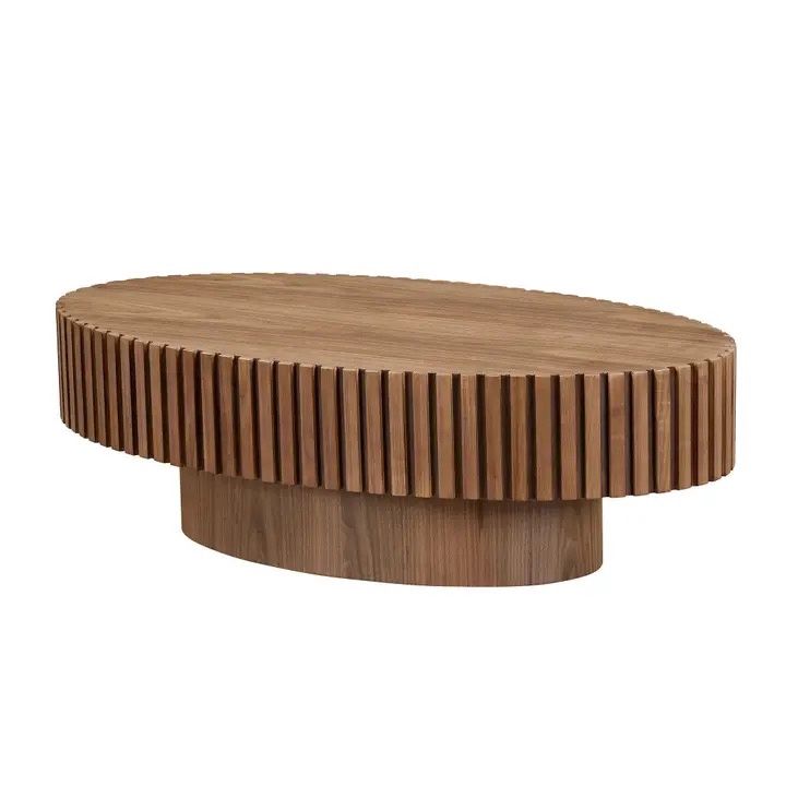 Wood Fluted Oval Coffee Table 47.7"