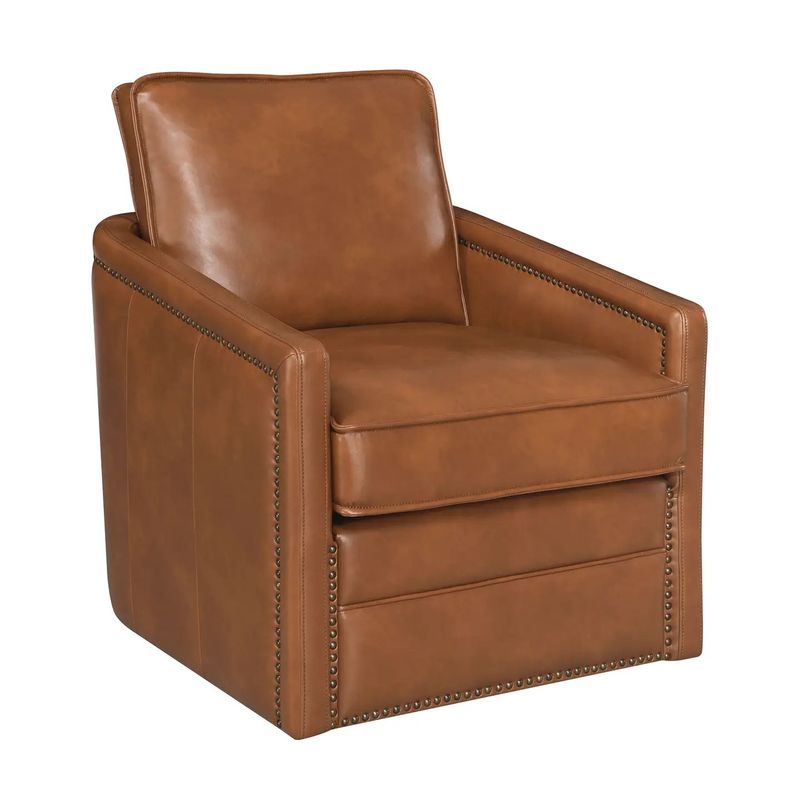 Leather Swivel Chair W/Nailheads