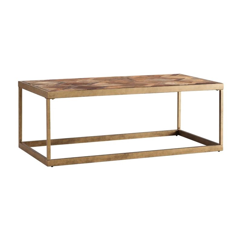 Geometric Wood Inlay Coffee Table 48"