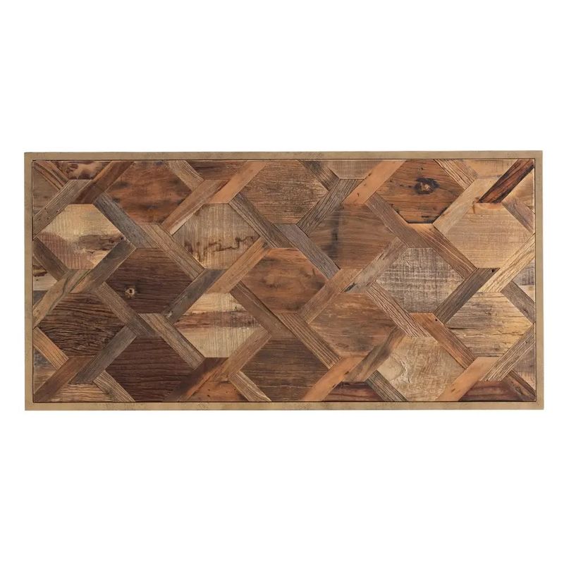 Geometric Wood Inlay Coffee Table 48"