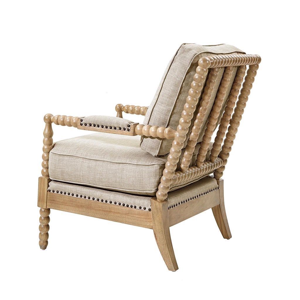 Light Beige Linen Spindle Chair