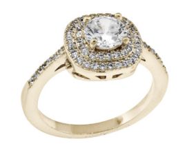 Round Stone Gold Ring W/Accents