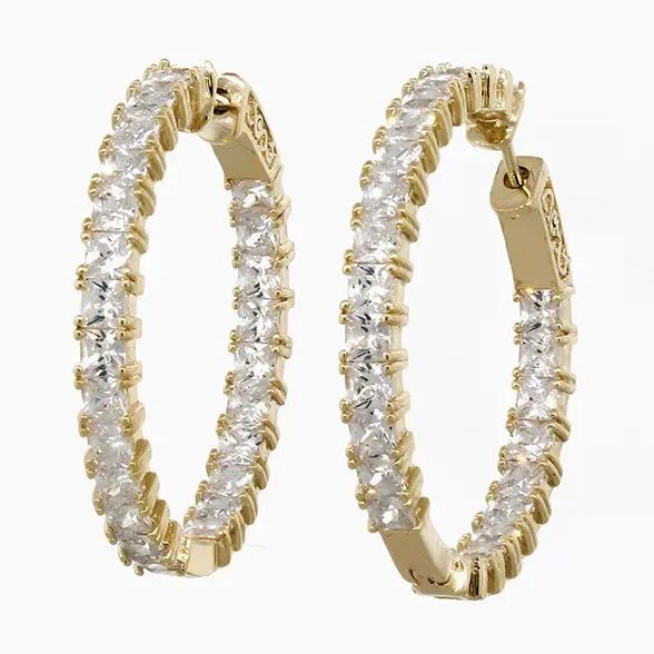 Oval Large Stone Eternity Earrings