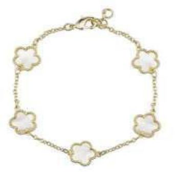 Gold W/Mother of Pearl Flowers Cleef Bracelet