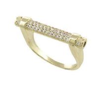 Bar Gold Ring W/Pave Accents