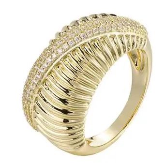Twist Gold Ring W/Pave