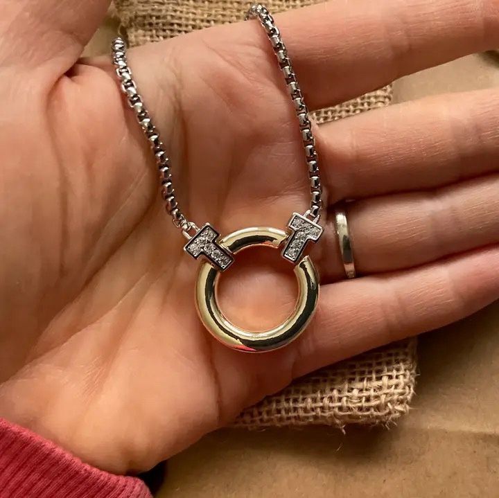 Circle T Necklace Two Tone