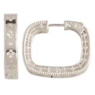 Silver Flower Earrings Thick Hoops