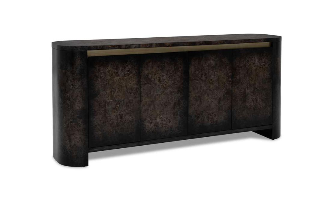Olive Ash Burl Four Door Cabinet