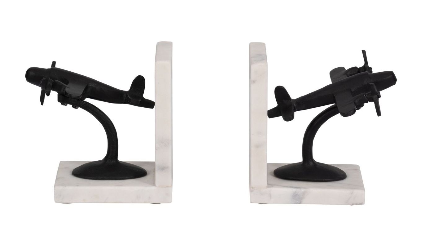 Metal Airplane Bookends Set of 2