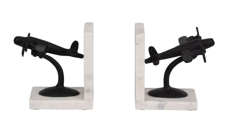 Metal Airplane Bookends Set of 2 Metal Airplane Bookends Set of 2