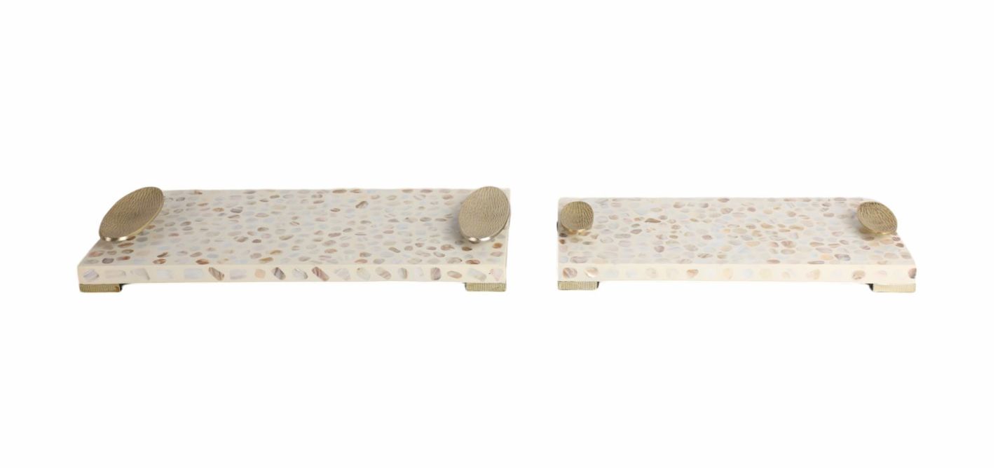 Mother &amp; Pearl Trays Set of 2 18"/22"