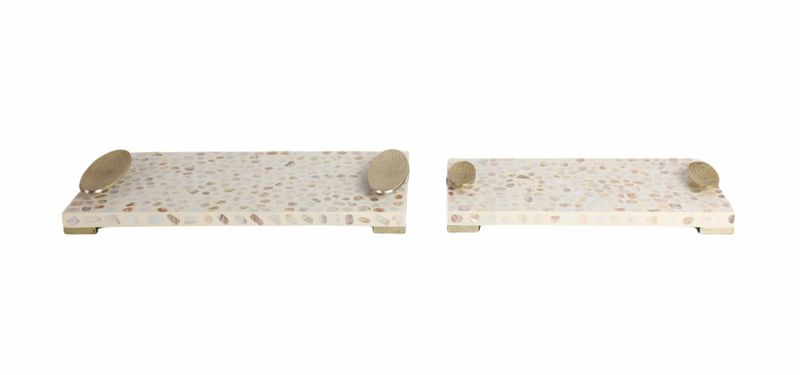 Mother & Pearl Trays Set of 2 18"/22" Mother & Pearl Trays Set of 2 18"/22"