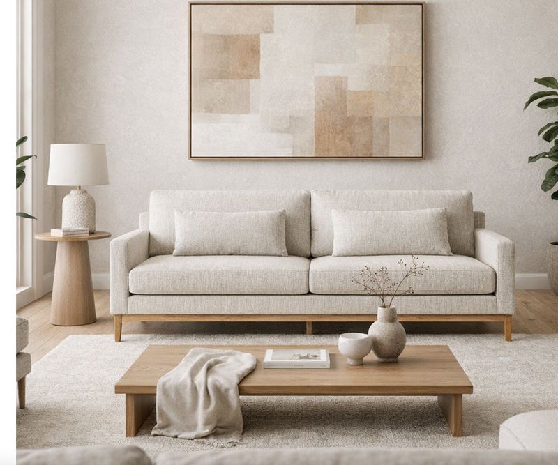 Ivory Beige Sofa 90L x 36W x 34H