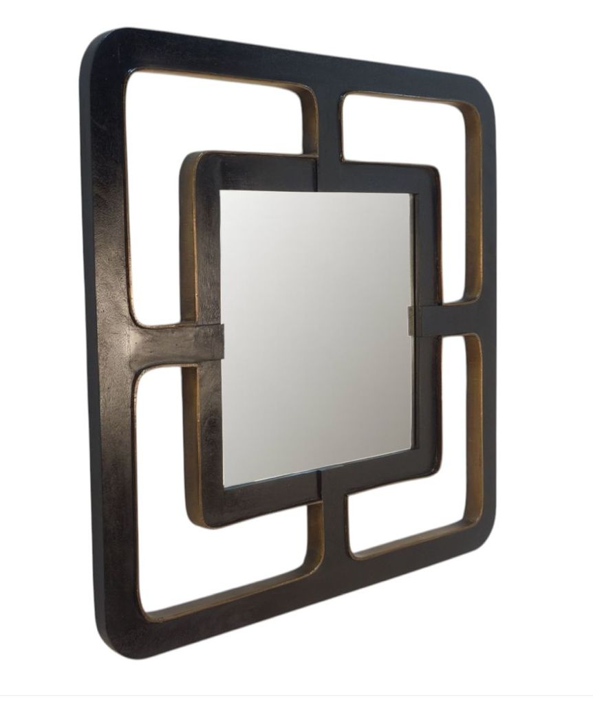 Black Square Wall Mirror 40"