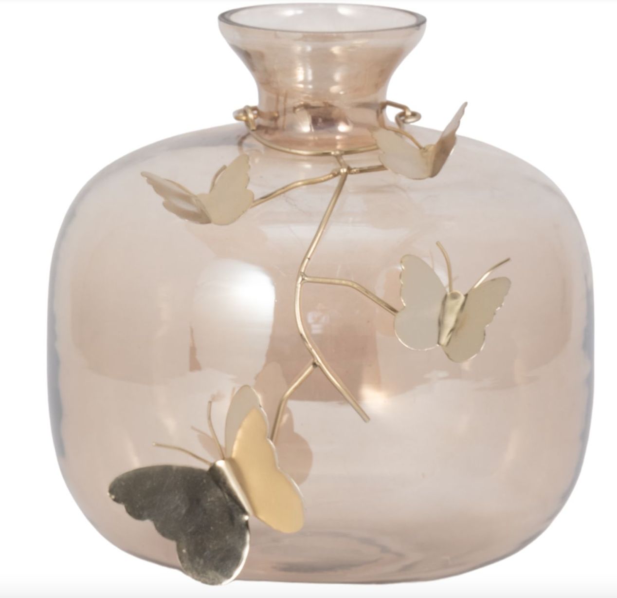 Glass Vase with Butterflies 10" Glass Vase with Butterflies 10"