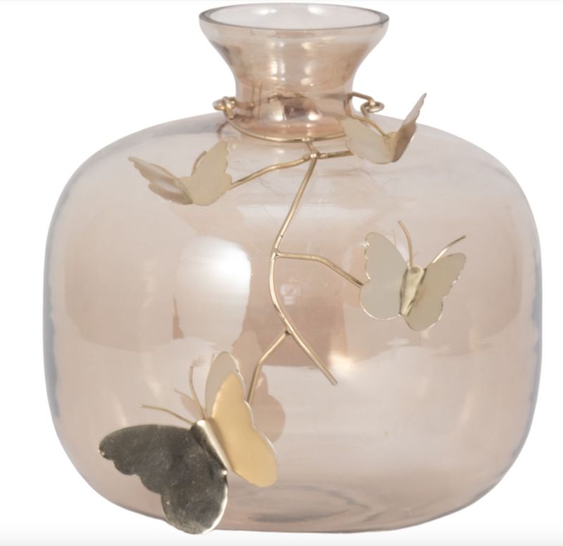 Glass Vase with Butterflies 10" Glass Vase with Butterflies 10"