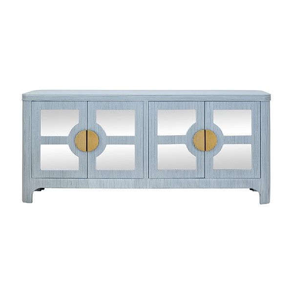 Coastal Blue Sideboard W/Mirror Doors