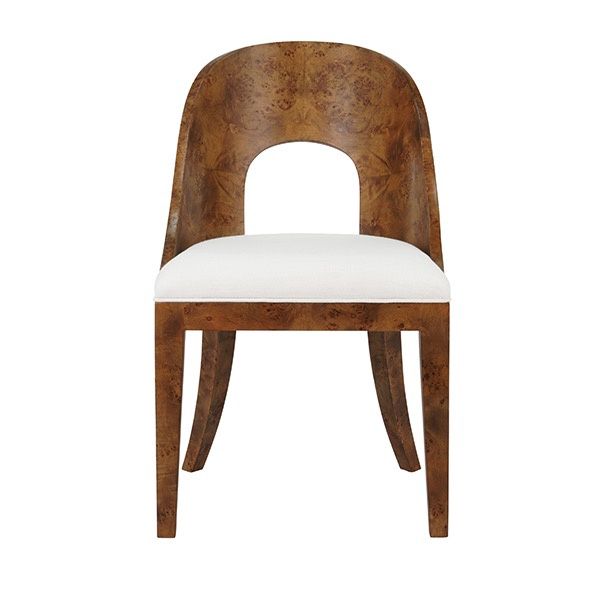 Raffia Dark Brown Burl Dining Chair