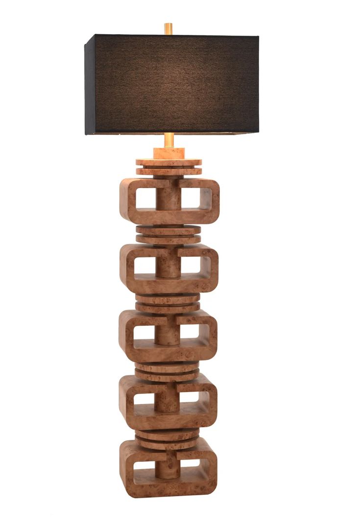 Natural Burl Wood Floor Lamp