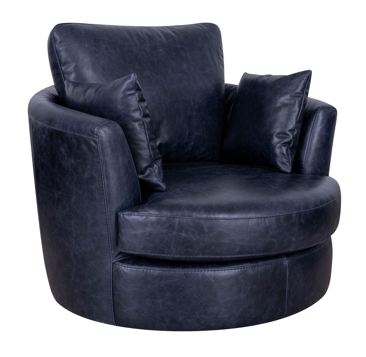 Swivel Leather Chair Navy