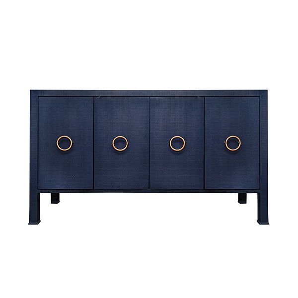 Navy Textured W/Brass Pulls Sideboard 58X34X20