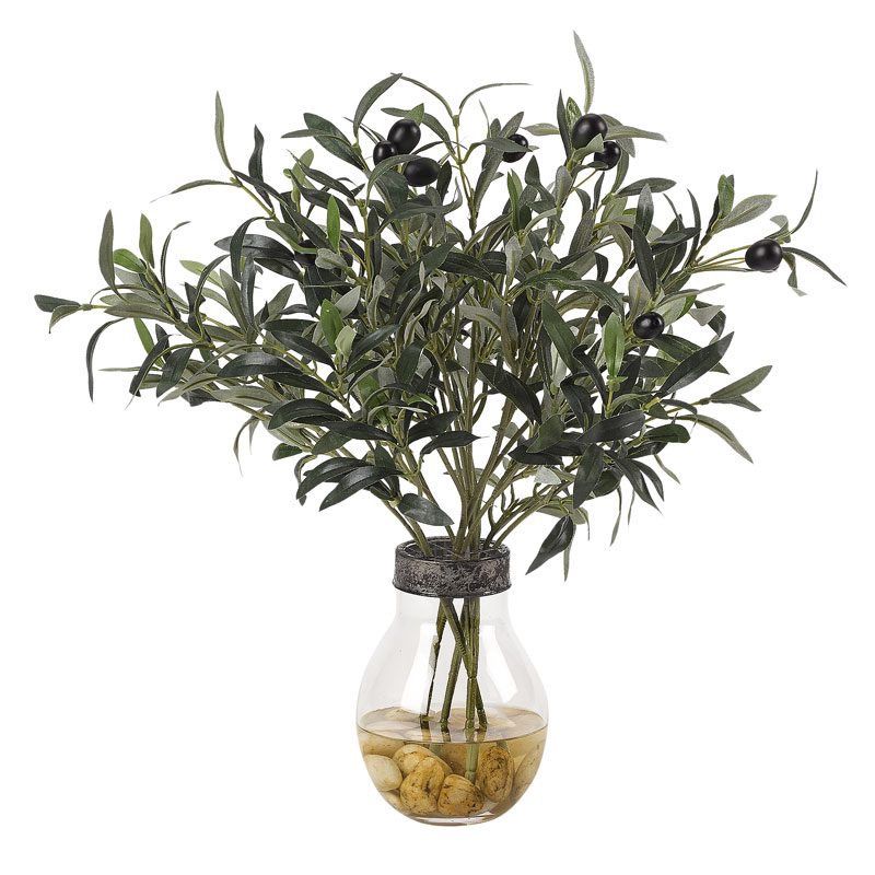 Olive Branches in Bulb Vase