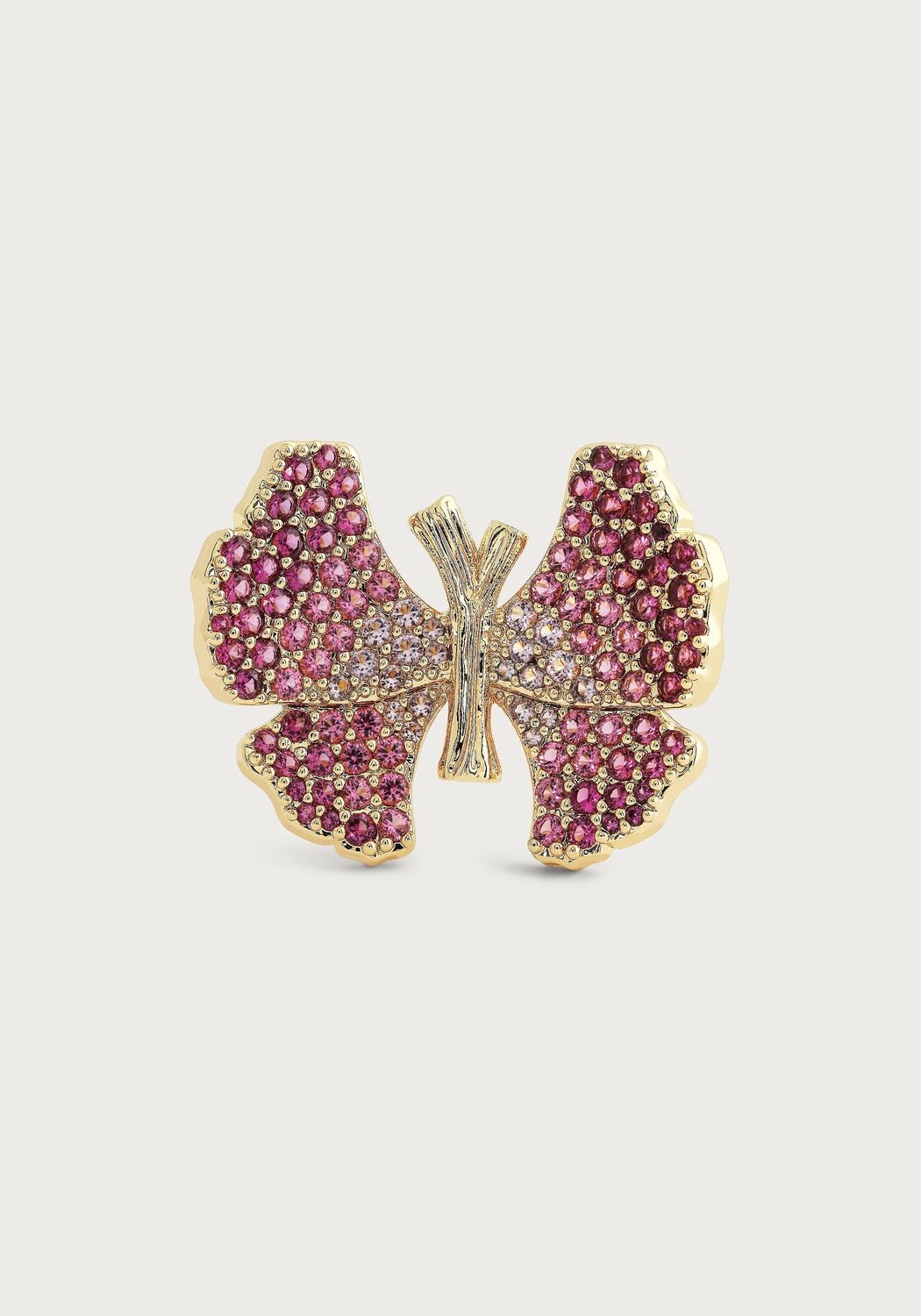 Butterfly Pave Ring Gold/Fuschia/Pale