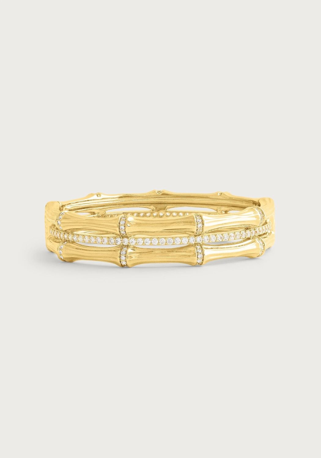 Bamboo Stacked Hinged Bangle Gold