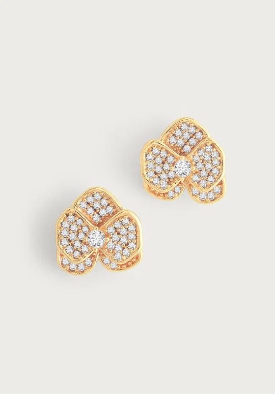 Orchid Pave Studs Gold/White Orchid Pave Studs Gold/White