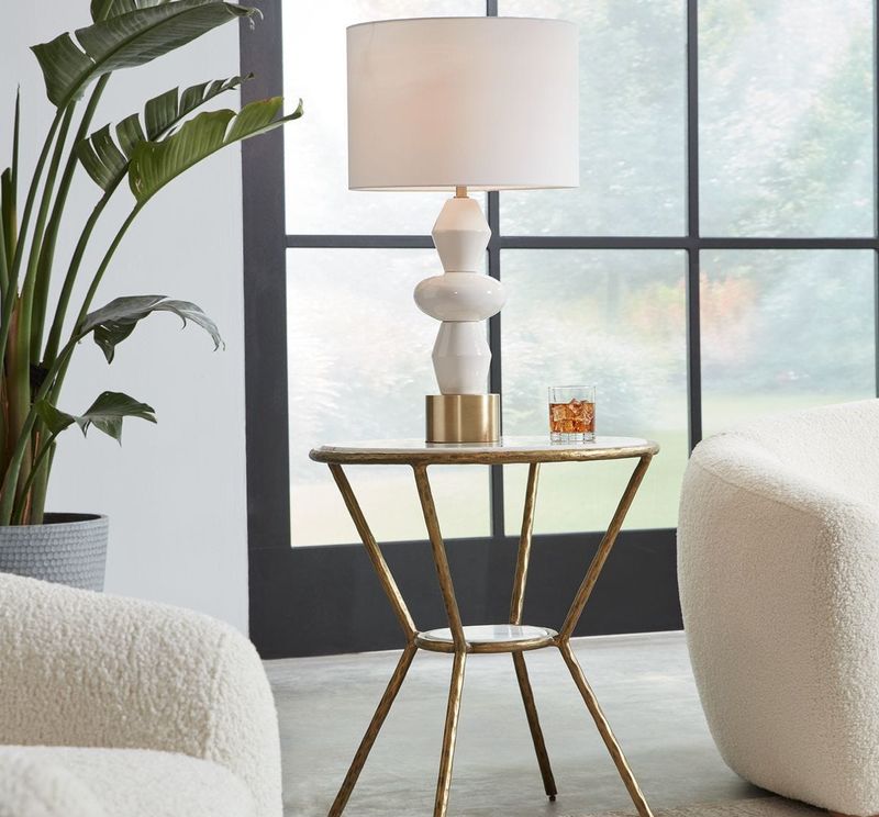 Gold Iron Accent Table 23x26H