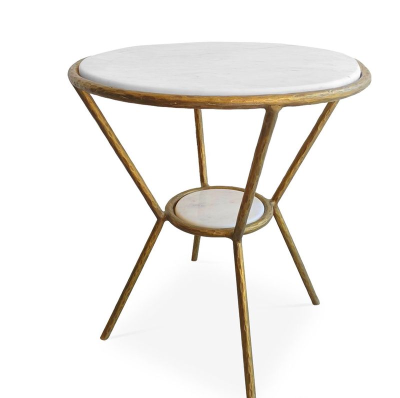 Gold Iron Accent Table 23x26H