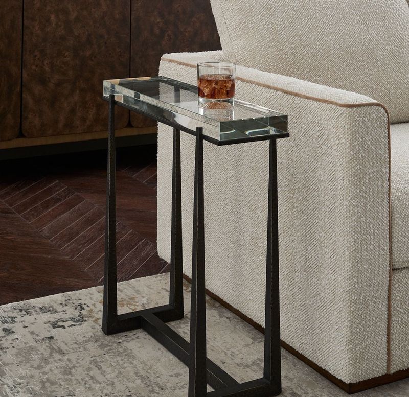Crystal Top Accent Table 24W 24H 9D